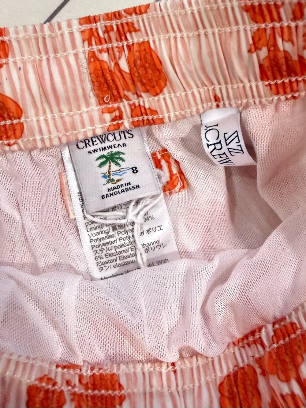 NWT Crewcuts x SZ Blockprints Orange Textile Swim Trunks